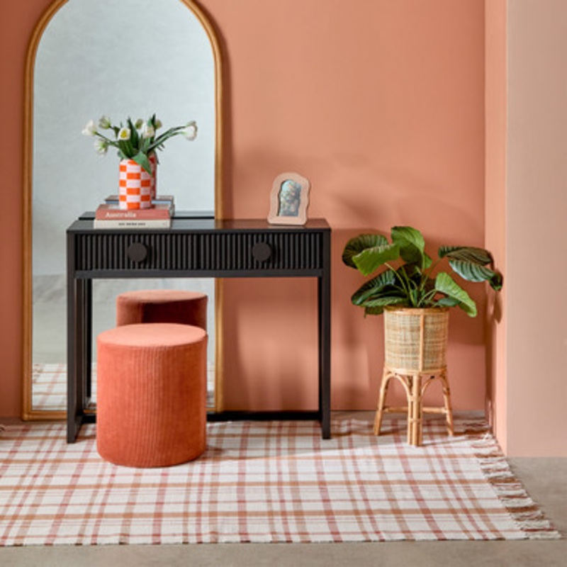 Remi Check Rust Floor Rug [HABLREMFR24B]
