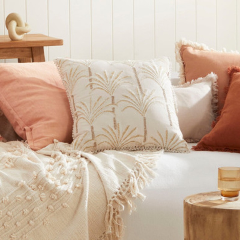 Sanur Palm Embroidered Large Square Cushion [MUSLSANEC23_SQ60]