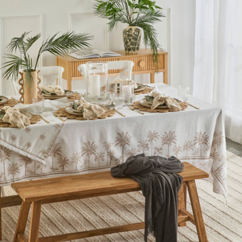 Tahiti Natural Cotton Table Cloth [HABLTHTCAW23A]