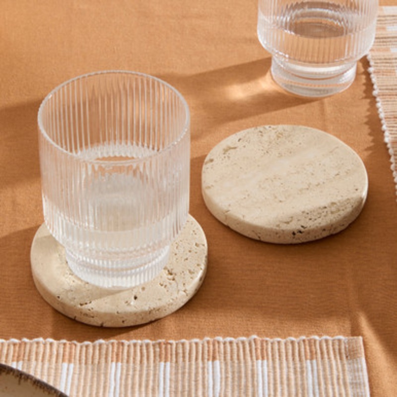 Travertine Marble Coaster 2 pack [MUSLTRACW24]