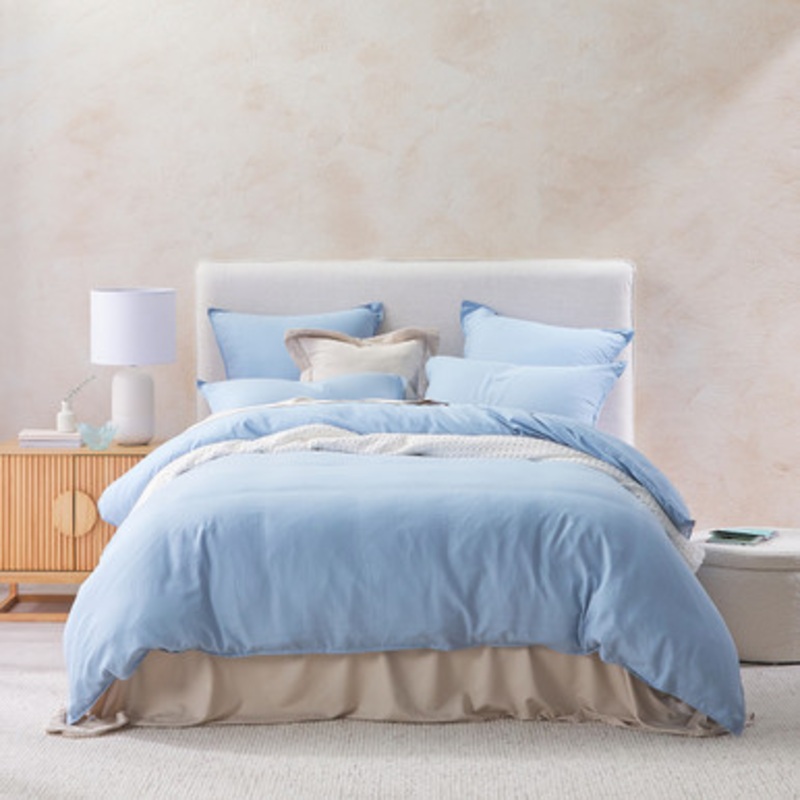 Washed Linen Look Light Blue Quilt Cover Set [ESSBWLL19AM]
