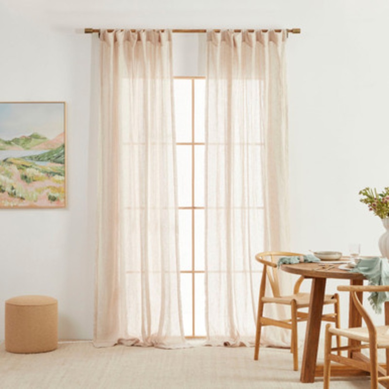 Washed Linen Natural Sheer Curtain Pair [MUSBLINEN21B]