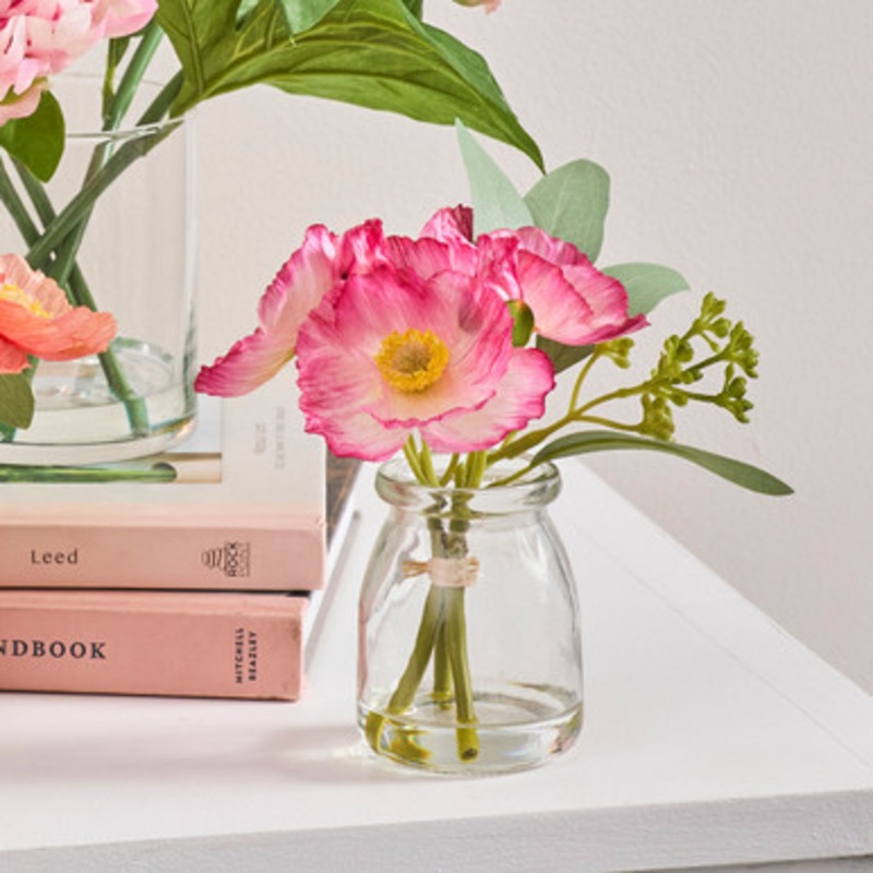 Artificial Mini Poppy Bouquet in Vase [HABHMINPBW25]