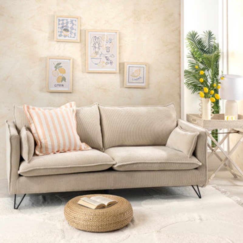 Picolly Natural 3 Seater Sofa [MUSLPICOS24A]