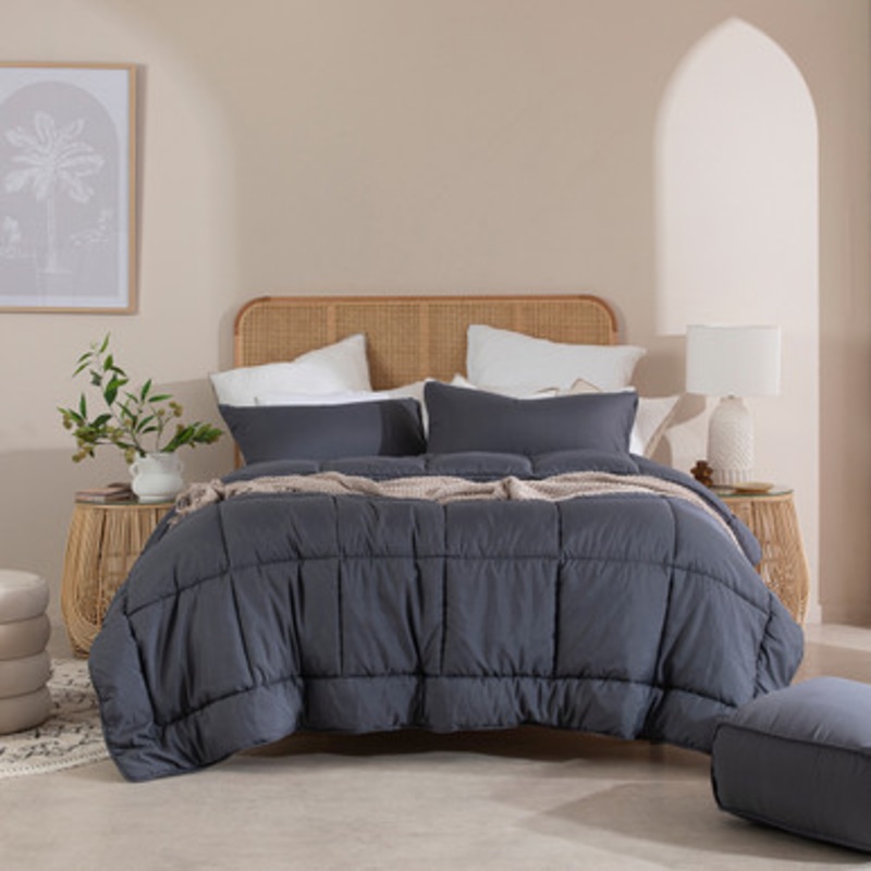 Snoozi Cube Charcoal Microfibre Comforter Set [ESSBSNOOZ22A]