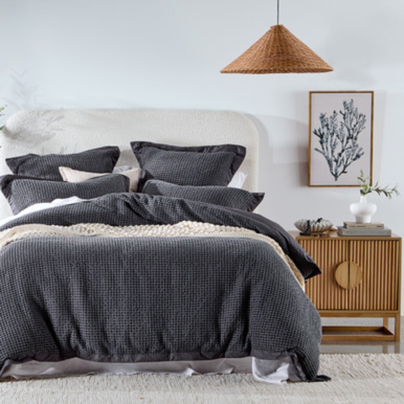 Waffle Charcoal Single Quilt Cover Set [MUSBWAFFQC24CSB]