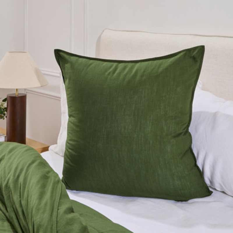 Washed Linen Look Deep Green European Pillowcase [ESSBWLL19AOEUR]